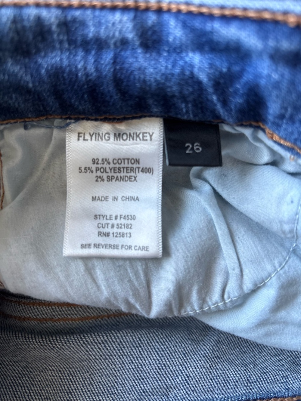 Flying Monkey High Rise Distressed Blue Flare Jeans - Picture 11 of 14